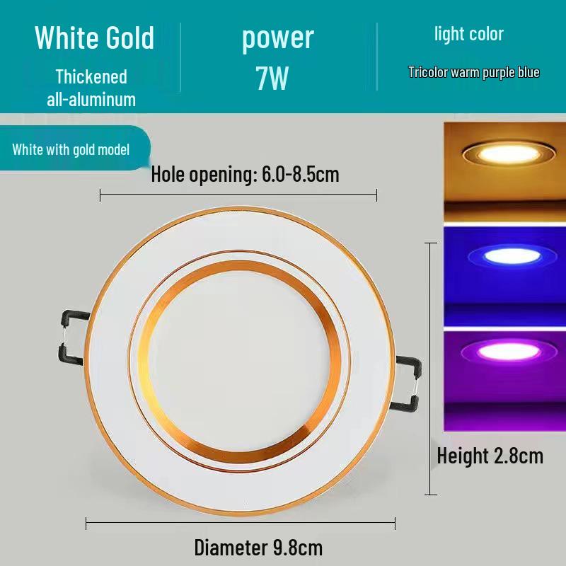 5W Dimmable Ceiling Downlight with 3-Color Settings