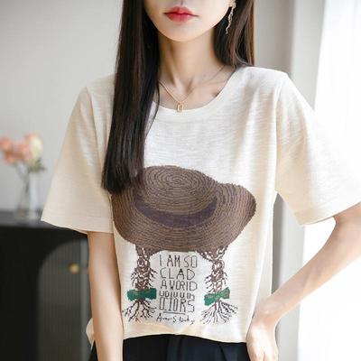 Damen Kurzarm-Top Sommer Neu Locker Kurzarm-T-Shirt