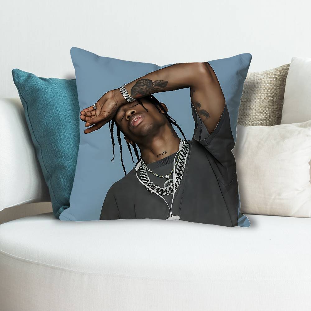 

TTravis SScott Singer Pillow Cases for Bedroom Living Room Sofa Home Decor Polyester Cushion Cover with Zipper 30x30 cm