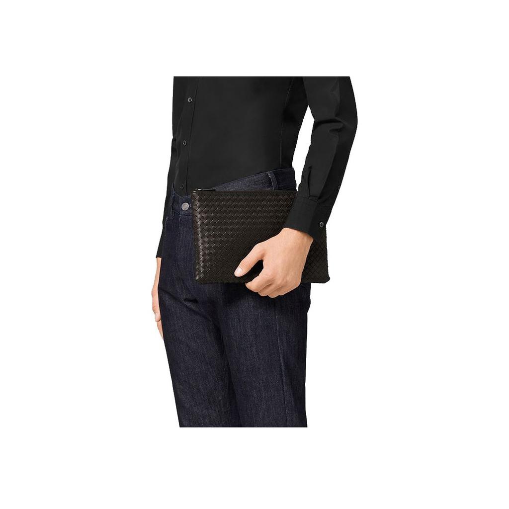 Bottega Veneta Intrecciato Solid Color Woven Lambskin Clutch Men clutch Dark-Brown 355261-V0010-2006