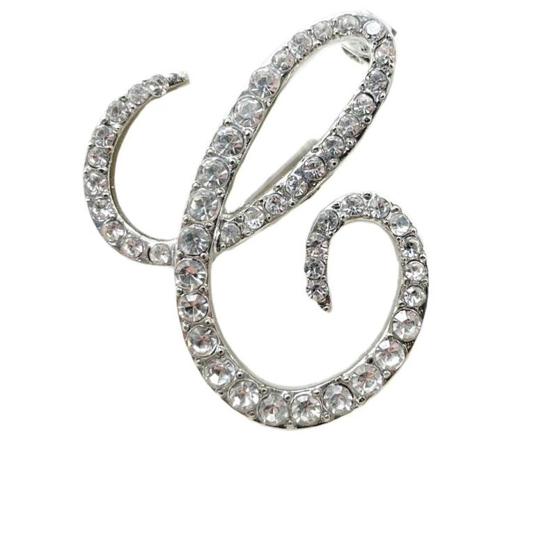 Fashion Alphabet Letter Brooch Pin Full Crystal Rhinestone Encrusted Minimalist Clothing Accessory For Women