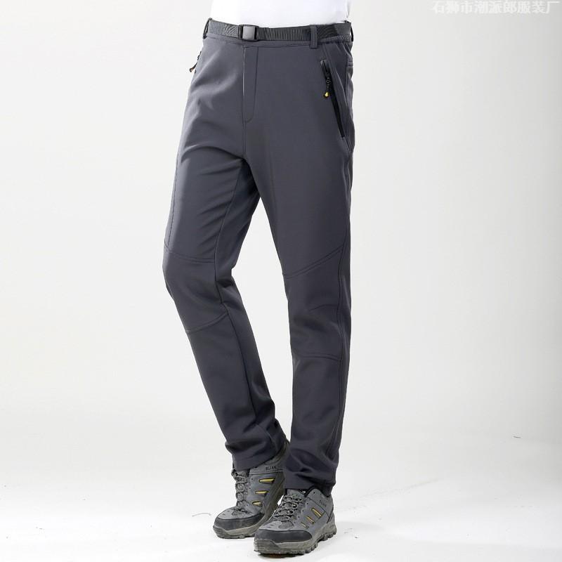 Mens Womens Winter Fleece-Lined Softshell Pants Windproof Thermal Hiking Skiing Outdoor Trousers