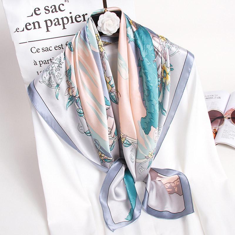 100% Real Silk Square Scarf Women Print Headscarf Echarpe Femme Pure Natural Silk Bandana Bufanda Mujer Neckscarf 88X88Cm