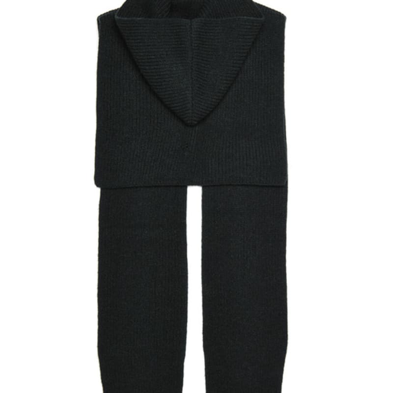 DOYOUKNOWMC 25FW Hooded Neck Warmer and Black Knit Muffler