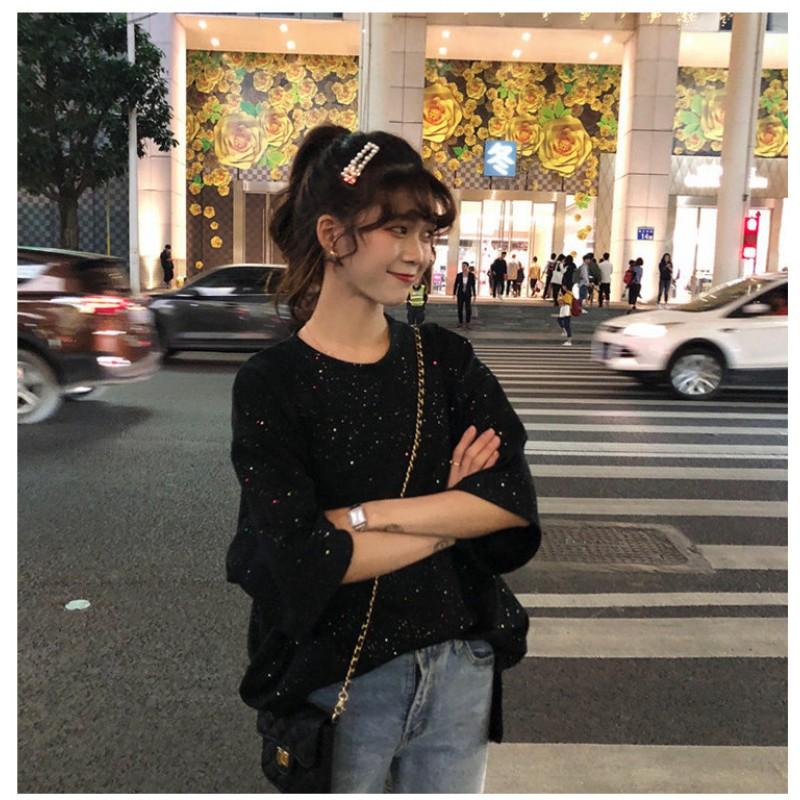 Womens Slim Fit Short Sleeve T-Shirt Casual Round Neck Top In Black White Milk Silk Fabric A-Line Cut