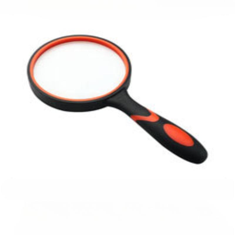1Pc 10X High Definition Optical Lens, Rubber Anti-drop Plastic Handle Old Man Reading Handheld Glass Orange Magnifying Glass