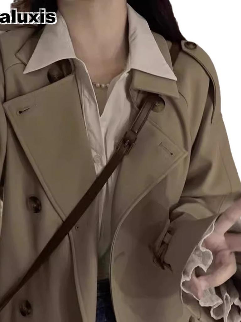 Women's Windbreaker Coat New Autumn Spring British Style Long Length Petite High-End Beige Overcoat