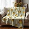 Yellow Irregular Floral Anime Cartoon Flannel Blanket Soft Warm Throw for Bedroom Sofa Car Kids Holiday Gift