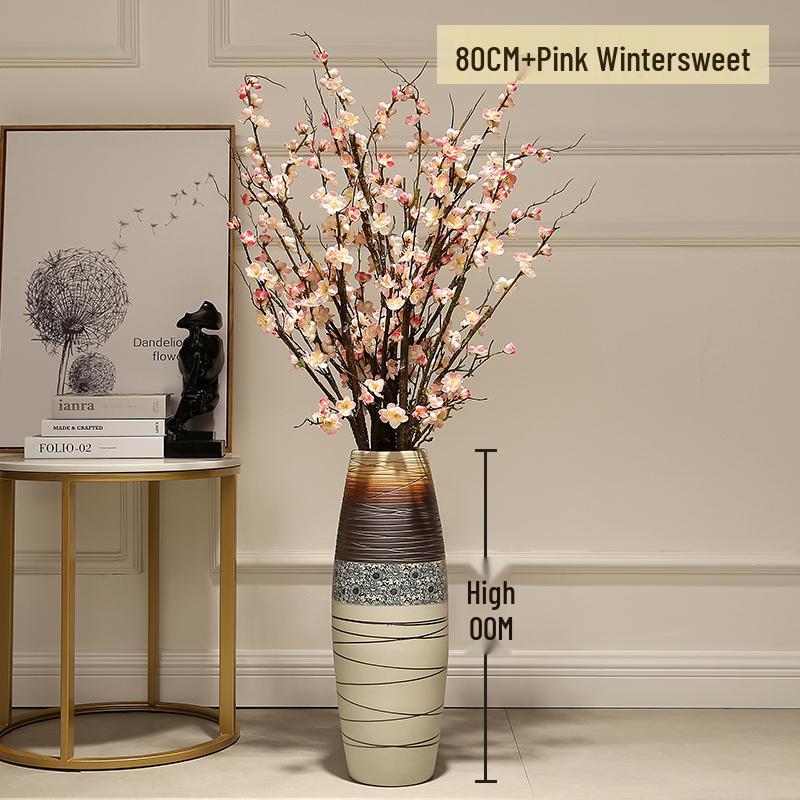 Large European-Style Porcelain Floor Vase for Dried Flowers - Artistic Living Room Ceramic Decoration