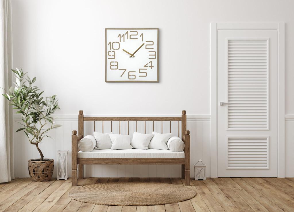 Digits oak wall clock 60cm white
