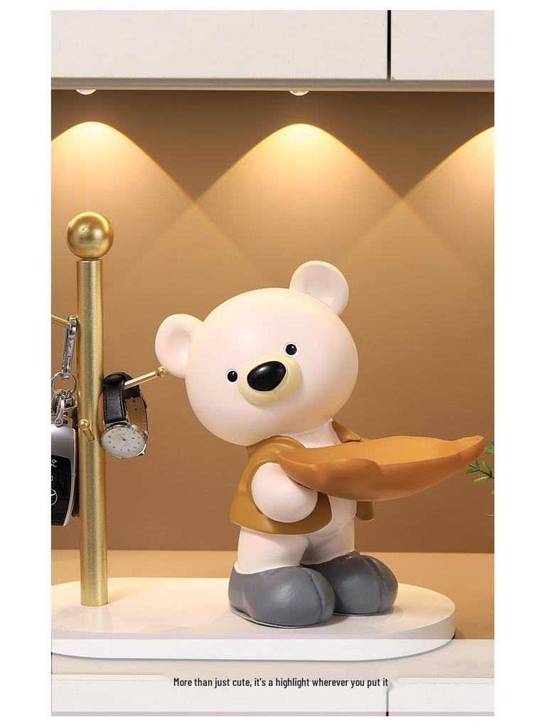 Adorable Bear Resin Decoration for Entryway Key Storage