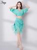 2025 Summer V-Neck Belly Dance Tassel Skirt Set - Sexy Oriental Performance Costume for Women