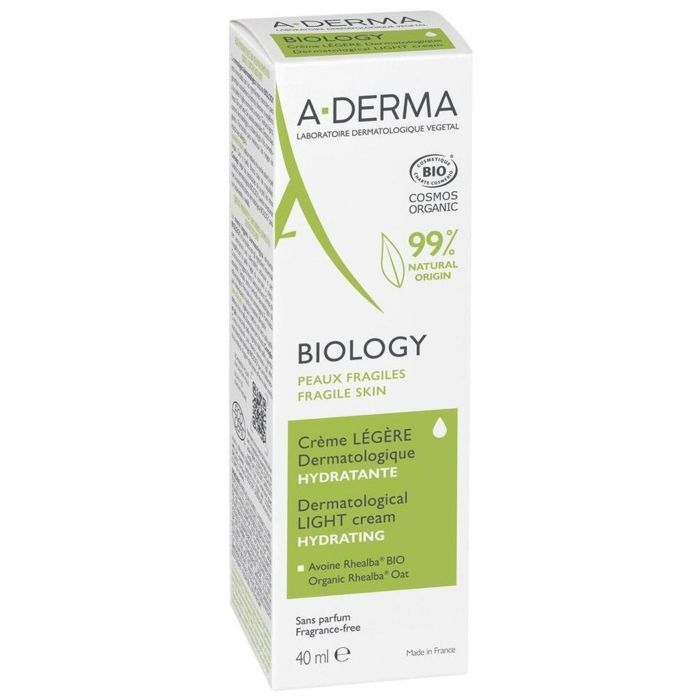 A-Derma Biology Crème Légère Dermatologique Hydratante Bio 40ml