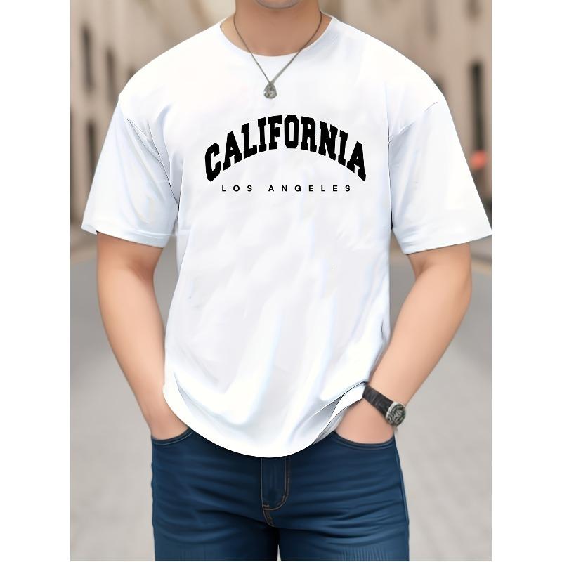 European Sizes Men's Casual Trendy Alphabets Graphic Print Comfortable Crew Neck Short Sleeve T-shirts, Summer Top Tees