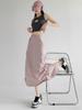 Cargo Midi Skirt Women Summer Slim High Waist Slit A-line Skirt Stitching Drawstring Female Streetwear Vintage Y2K Grey