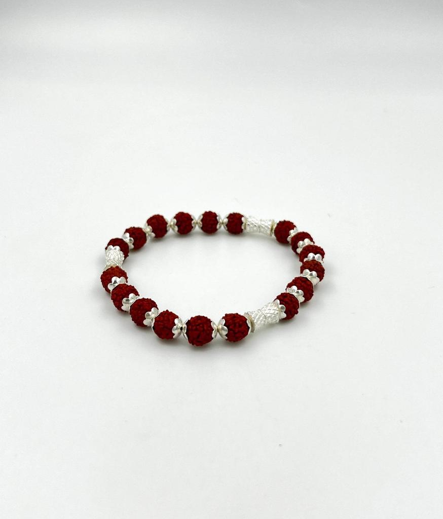 Red Rudraksha Bead Bracelet,  Bold Stylish and Beautiful Bracelet, Polished Gold-Tone Beaded Bracelet, Perfect Gift Ideas