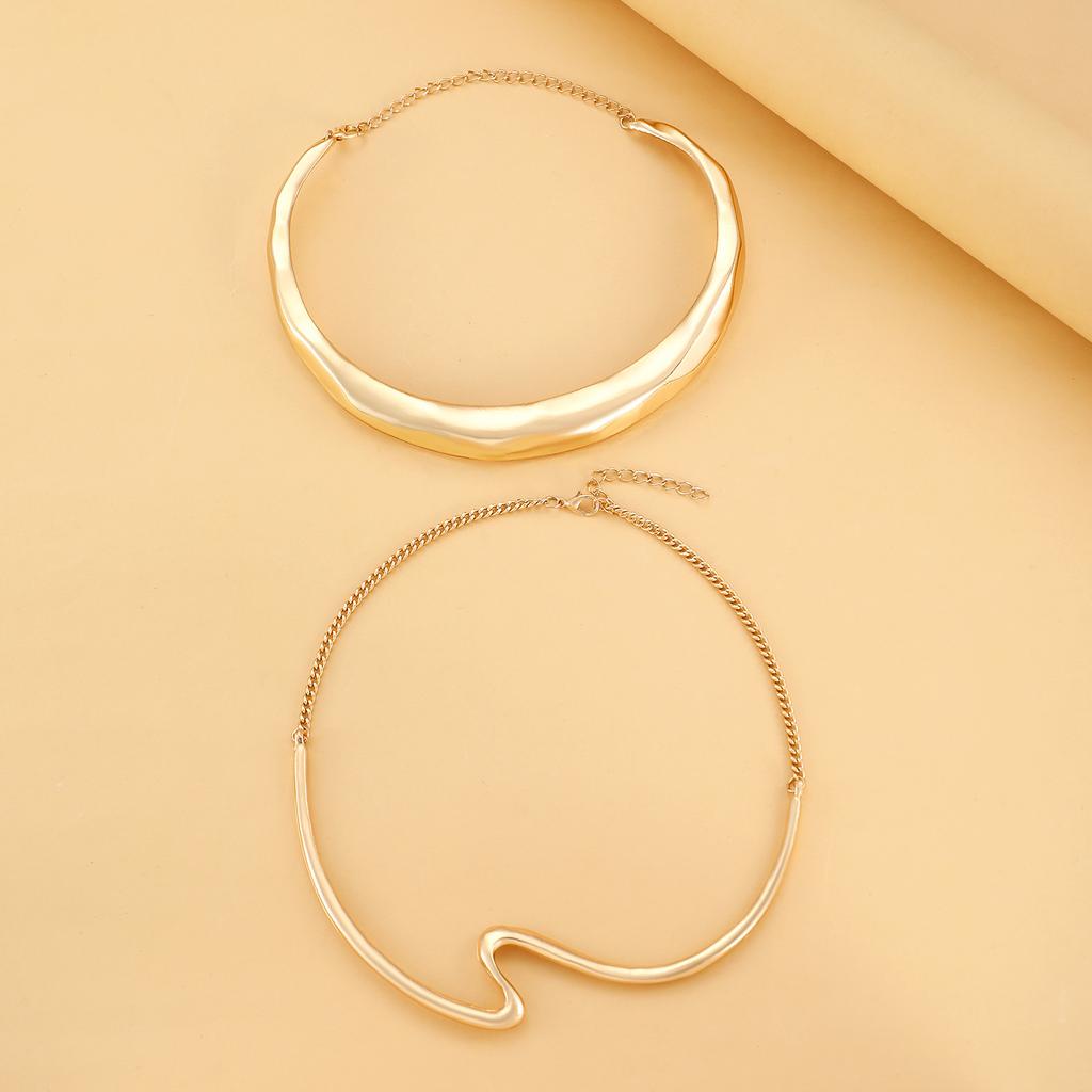Ins Light Luxury Geometric Wave Necklace – Exaggerated High-Quality Collar Jewelry for Women