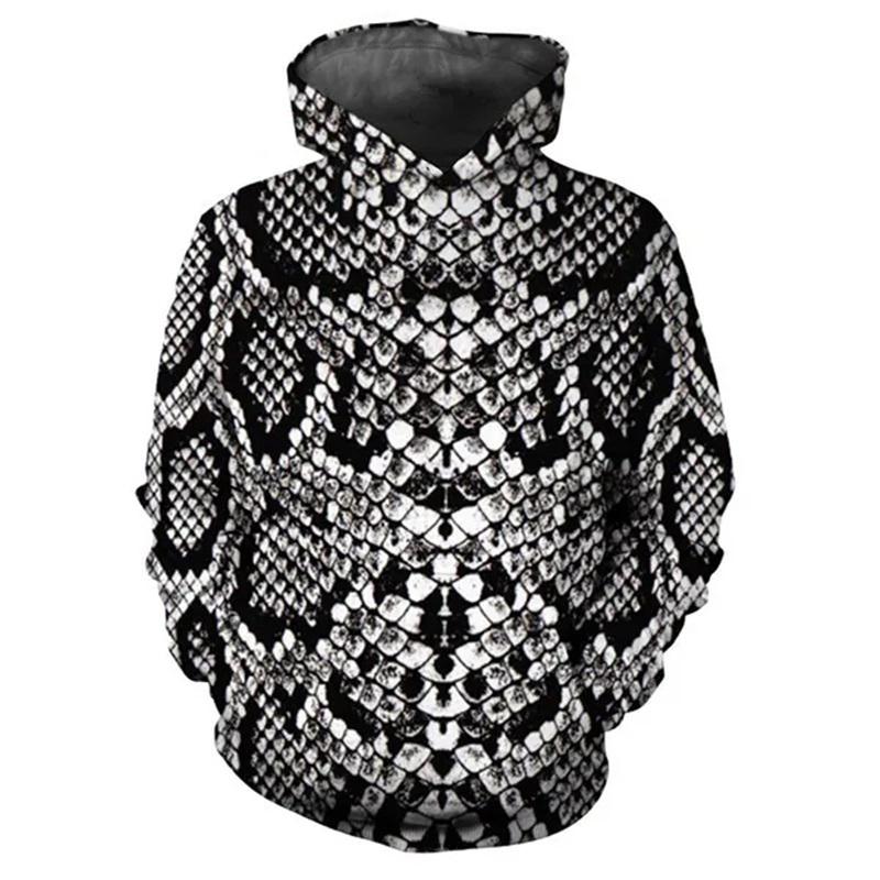 Unisex Übergroßer Kapuzenpullover, Schlangenhaut 3D-Druck, Lässiges Streetwear Sweatshirt Top