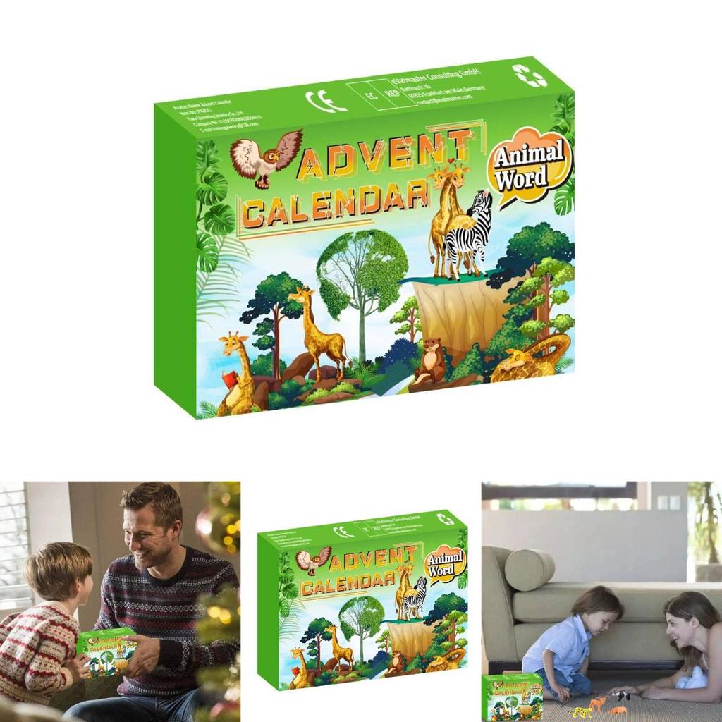 Animal Countdown Calendar Kit With Plastic Toy Figures For Young Adults Holiday Decor