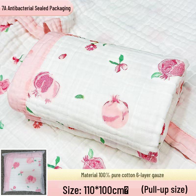 

7A Антибактериальное детское банное полотенце-пеленка: Хлопок класса А, Шестислойная марля, Мультяшный принт, Очень большой для новорожденных 110*110cm, Antibacterial, Single Package