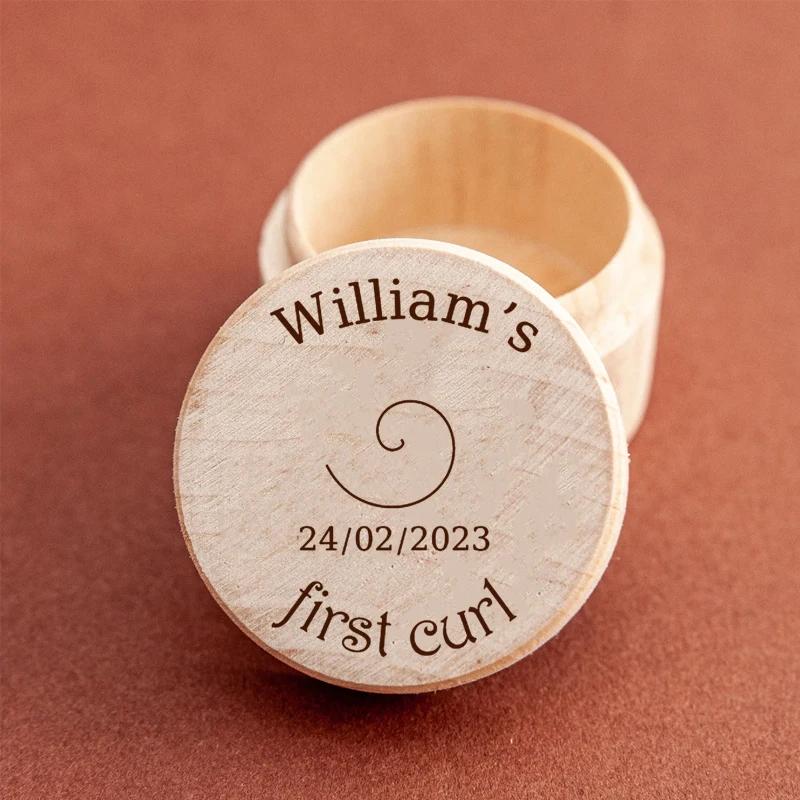 1PCS Free Personalized Tooth Fairy Wooden Box Round Tooth Fairy Holder Birthday Gift for Girls Boys Name Milk Tooth And Curl Box