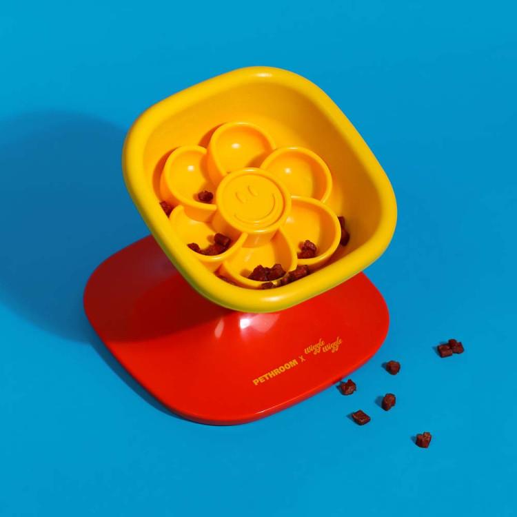 [pethroom X Wiggle Wiggle] Well Fit Table & Bowl (1EA) Dog Cat Height Angle Adjustable Porcelain Ceramic Tableware