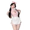 CR ROLECOS Nurse Cosplay Costume, Cute Nurse Uniform and Apron, Women's Sexy Costume, Uniform for Adults, Halloween, Party, 5-Piece Set, Pink