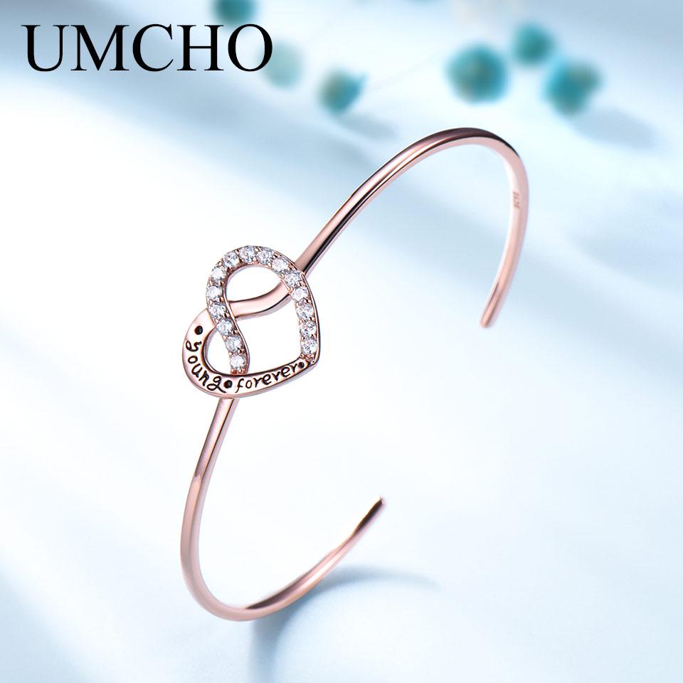 Umcho Young Forever Herz-Armband in Roséfarbe – 925er Sterlingsilber-Schmuck als ideales Geschenk für Frauen zum Jahrestag und für die Mode