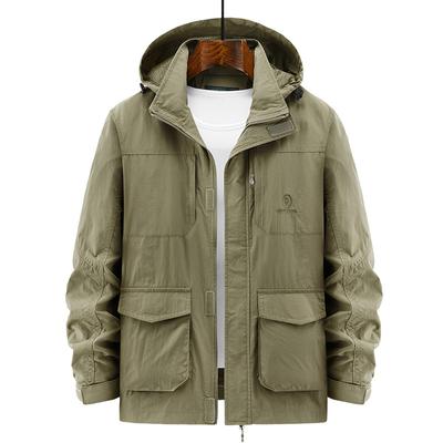 Frühling und Herbst Neue Lässige Mehrfach-Taschen Übergröße Jacke Outdoor Sportjacke Herren