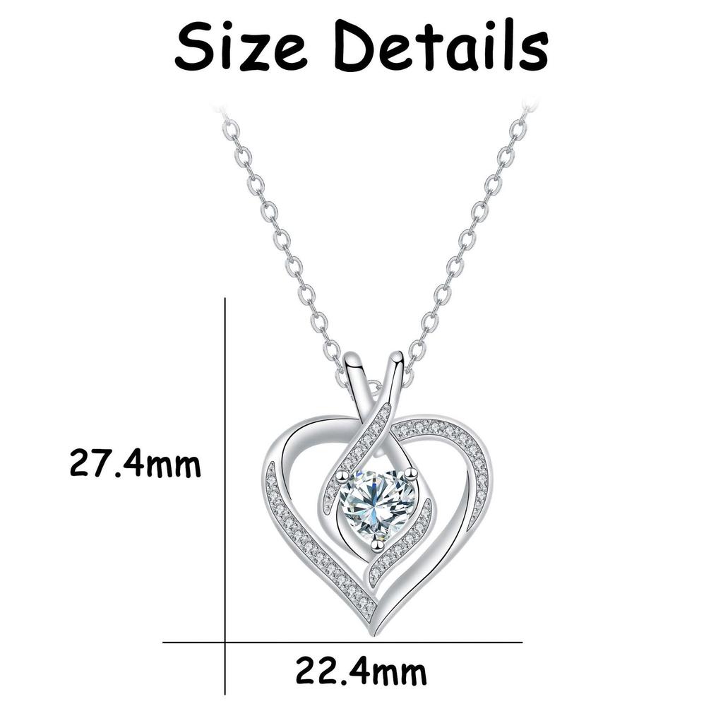 Luxury Heart Pendant Rhinestone Necklace: Colorfast Clavicle Chain, Elegant Birthstone Gift for Women