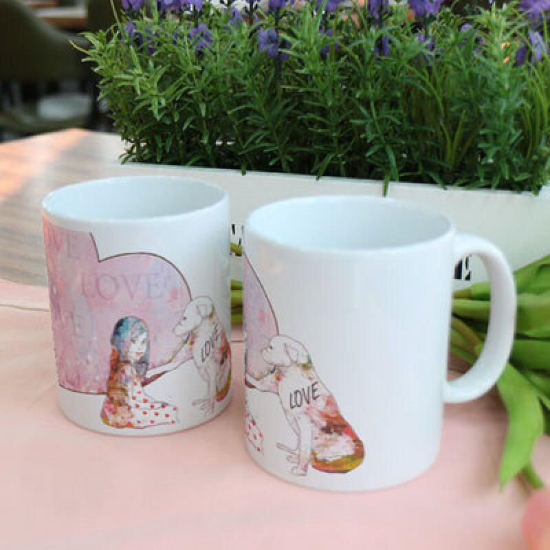 tk327-Design Mug 2p-Vintage Girl and Dog