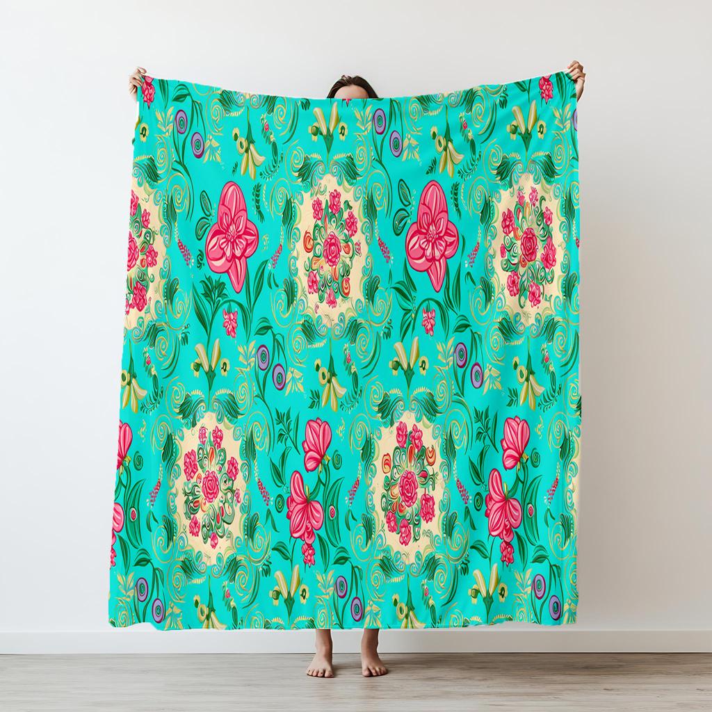 1PC flowers pattern printed blanket suitable for sofas beds offices travel camping chairs warm plush blanket