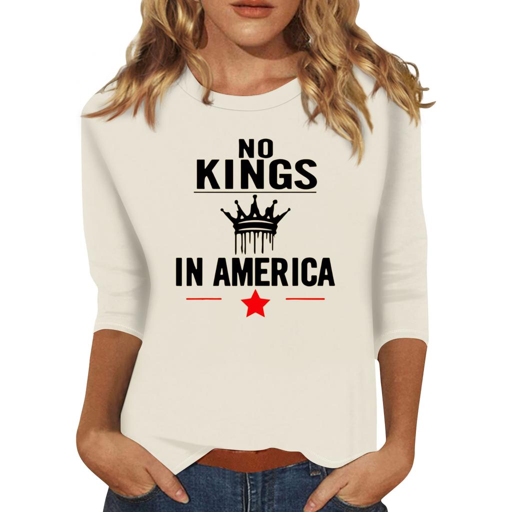 Women's Fashionable Casual Three-quarter Sleeve Round Neck Top