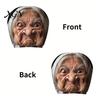 Auto Interior Accessories 2Pcs Funny Granny Face Car Headrest Covers, Breathable Seat Vehicle Protector Protectors, Stretchy Universal for SUV