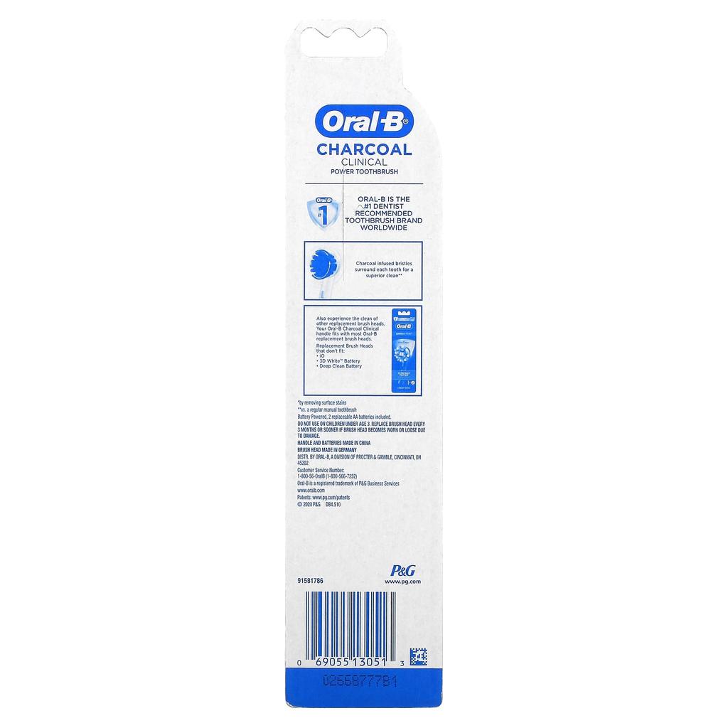Oral-B Elektrische Klinikzahnbürste mit Aktivkohle, 1 Zahnbürste
