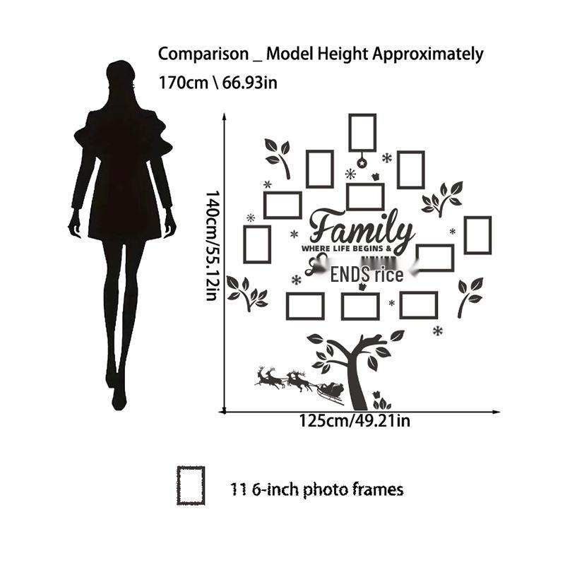 Oturma Odası Dekorasyonu için 3D Akrilik Yılbaşı Ağacı Fotoğraf Çerçeveli Duvar Sticker