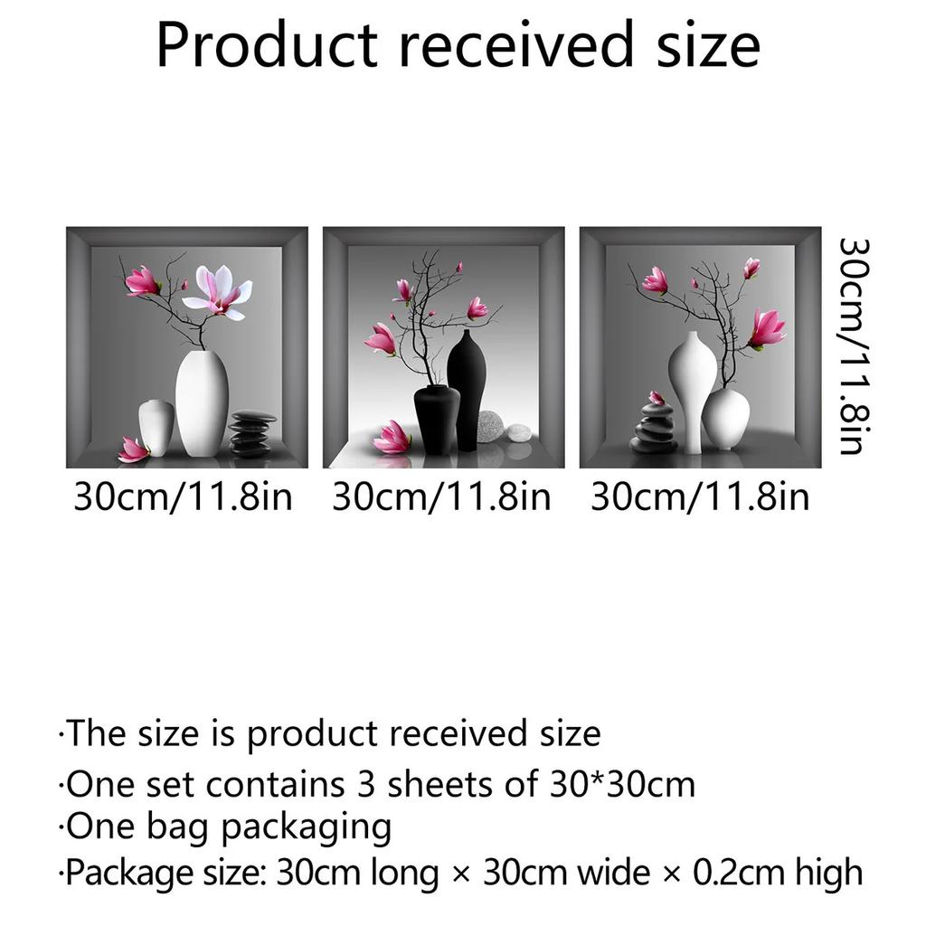 3 Blätter Grüne Pflanze Topfpflanze Wandaufkleber 3D Falsches Fenster Wandaufkleber Vinyl Wohnzimmer Hintergrunddekoration Wandaufkleber