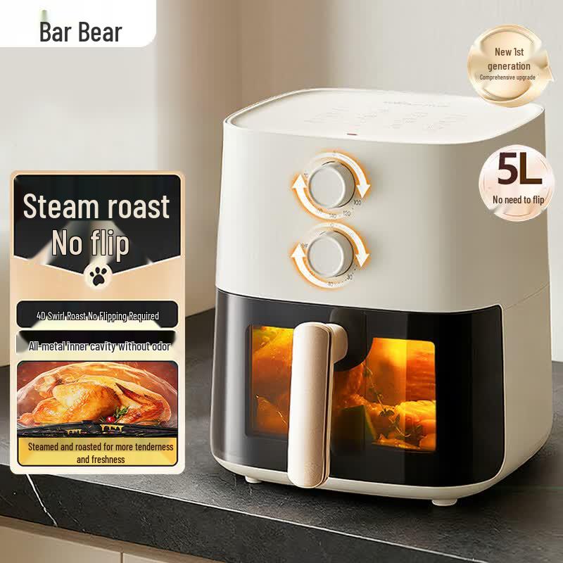 Bear 5L Steam & 4D Roasting Air Fryer with Visual Window CN plug (adapter included)