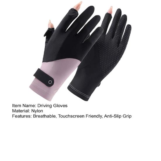 Summer Driving Gloves, Cooling Sun Protection Gloves, Full Finger UV Protection Gloves, with Anti-Slip Palm, Ultra Thin Ice Silk Gloves for Women