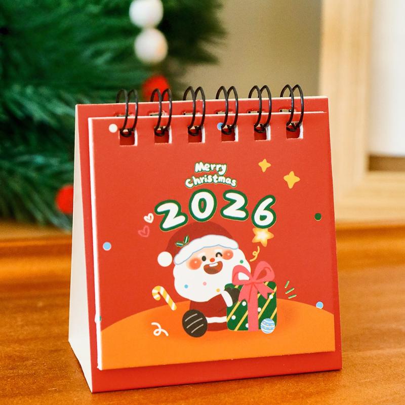 Adorable 2026 Cartoon Desk Calendar Mini; Pocket-friendly Christmas Gift and Desk Decor