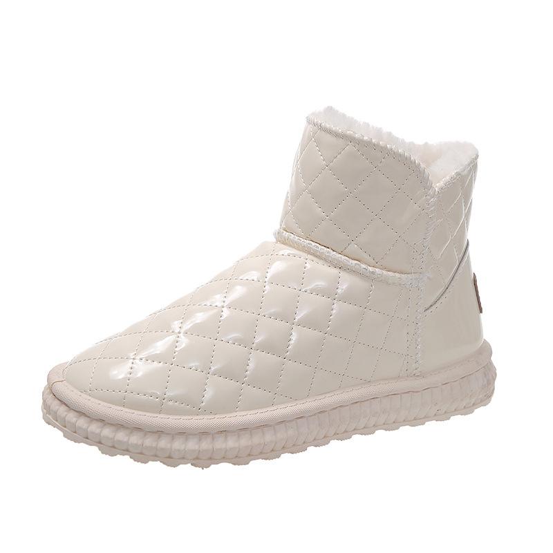 Fashion Winter Waterproof Keep Warm Women'S Ankle Snow Boots Fashionable Sweet Beige Outdoor Thickened Plush Platform Cotton Shoes