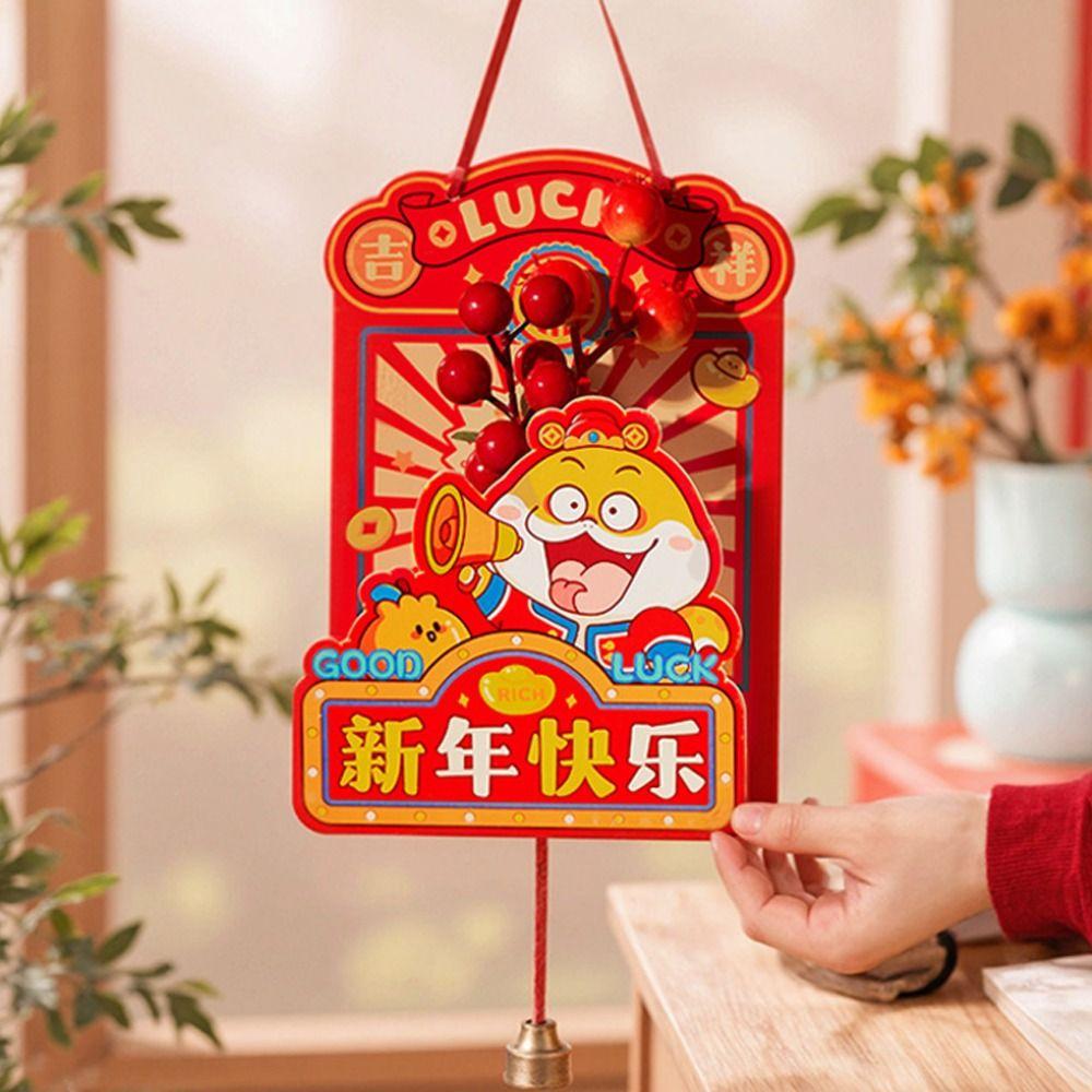 Cartoon 2025 New Year Lucky Pendant Handmade Fu Character Hanging Ornament  Living Room Decoration