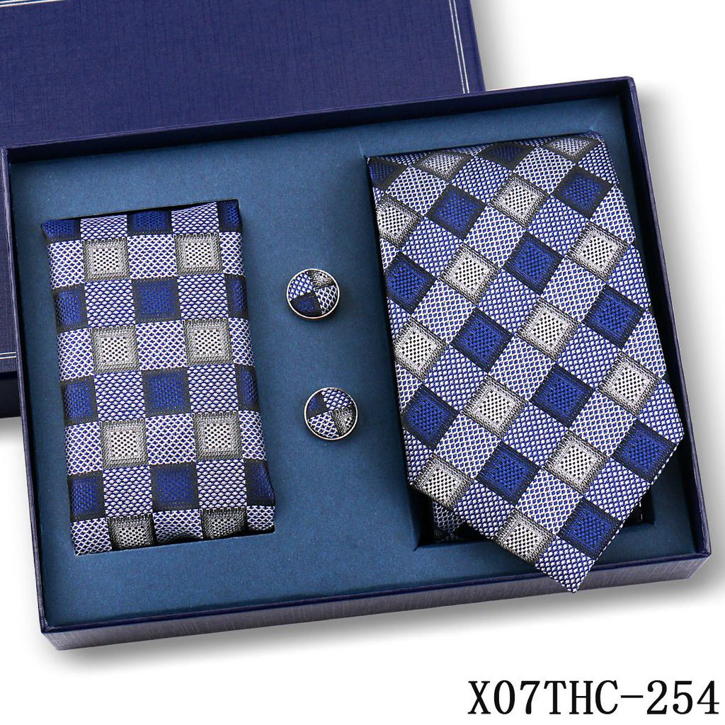 Tie Square Cufflinks 3-Piece Suit Retro Striped Hand Tie High-End Gift Box Set