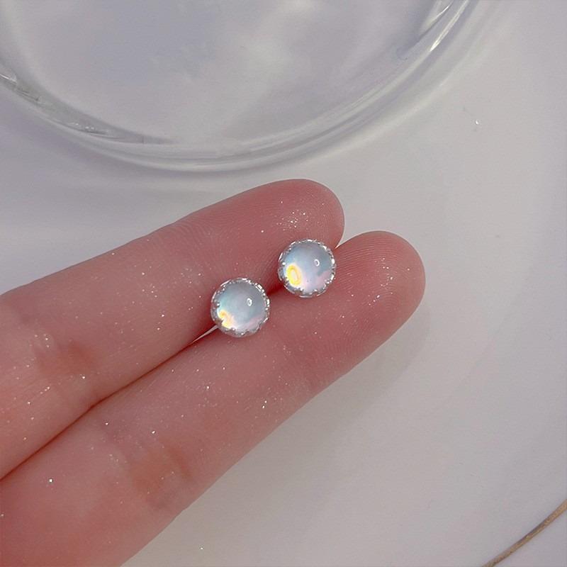 S925 sterling silver ear needles new temperament simple and small stud earrings women's earrings ear holes anti-blocking earrings jewelry