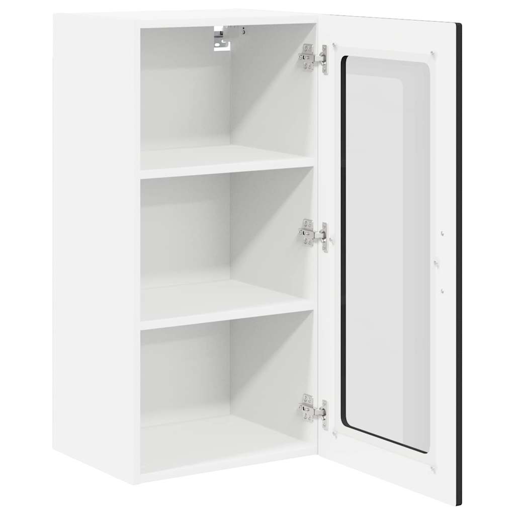 Wall Mounted Glass Cabinet LUCCA Black 40 X 31 X 80 Cm Particleboard
