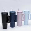 1Pc 1200ML 304Stainless Steel Print Cup with Straw Portable Car Cup Large Capacity Water Cup Car Water Bottle