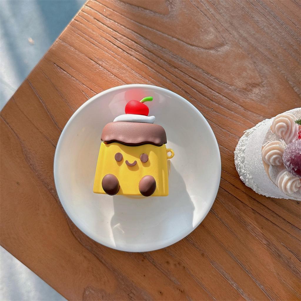 Silicone cherry pudding for airpods4 apple bluetooth 2/3 generation AirPods pro3 earphone cover cute