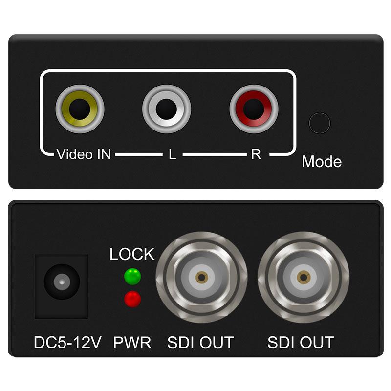 AV To SDI, Composite RCA Video + L/R Analog Stereo Audio TO HD & 3G SDI Converter for Projector