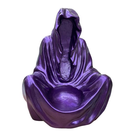 Grim Reaper Statue Gothic Crystal Ball Stand Bookshelf Decor Mysterious Creepy Wizard Robe Sculpture for Halloween Home Decor