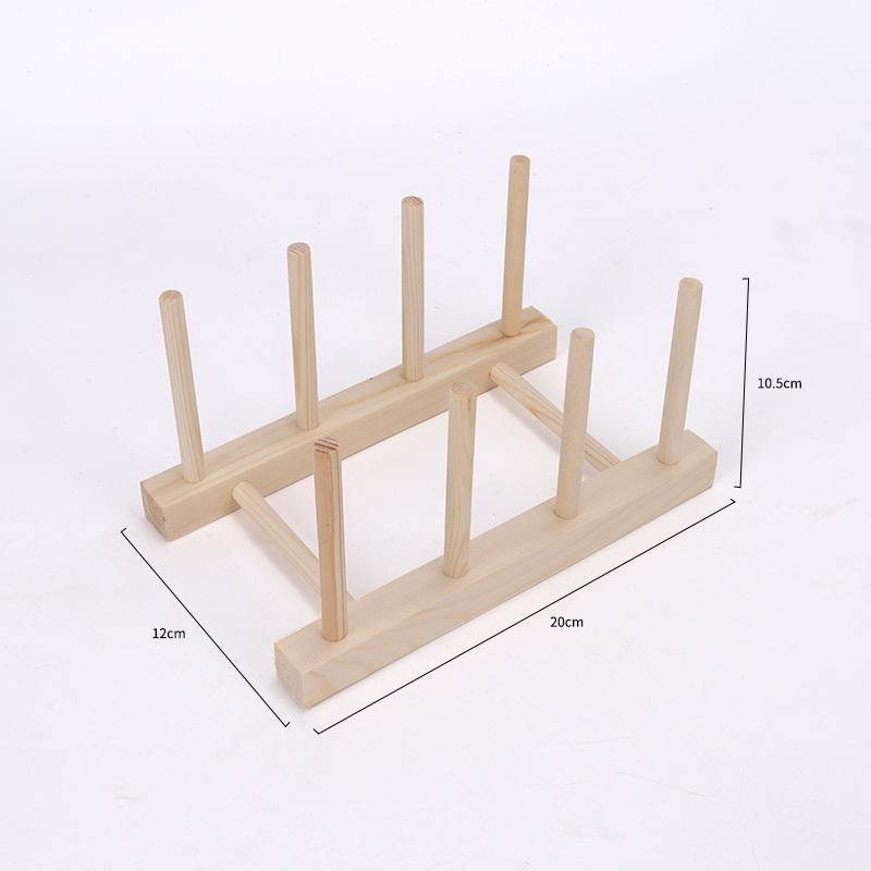Pine Wood Kitchen Storage Rack for Cups, Dishes, and Plates